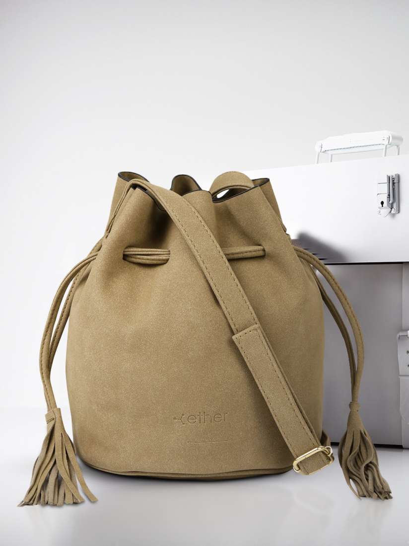 Buy Ether Brown Solid Bucket Sling Bag Handbags for Women 2041568 Myntra