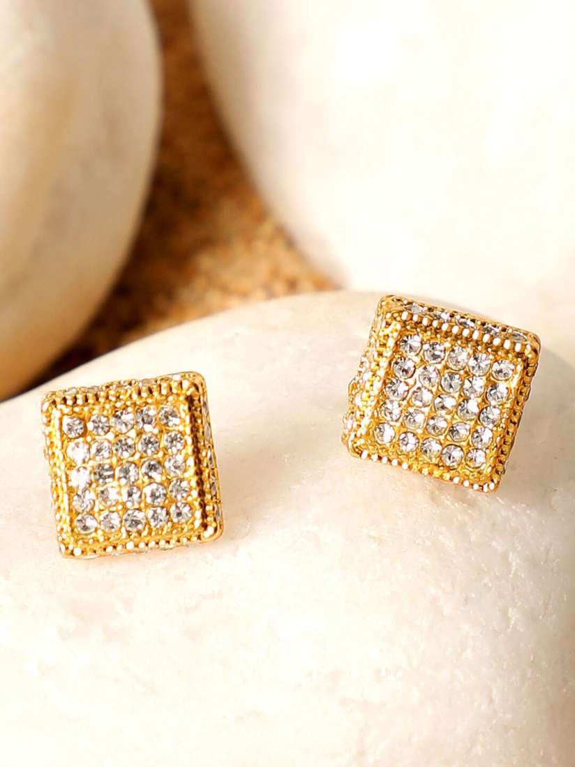 Buy SOHI Silver Plated Square Studs Earrings Earrings for Women 20419002 Myntra