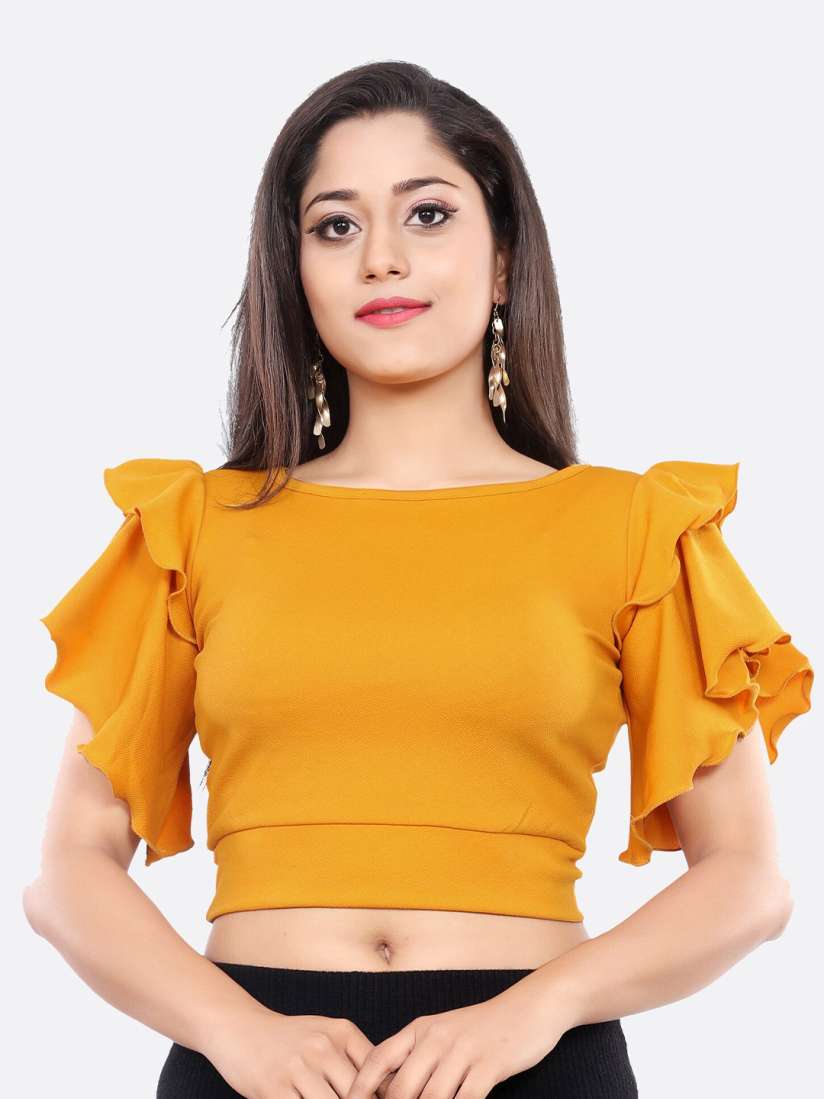 Buy LONDON BELLY Women Mustard Yellow Solid Polyester Crop Top Tops for Women 20421212 Myntra