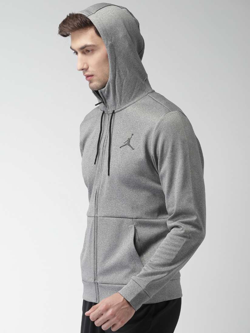 Buy Nike Jordan Men Grey 23 Alpha Therma FZ Solid Hooded Sweatshirt Sweatshirts for Men 2042132 Myntra