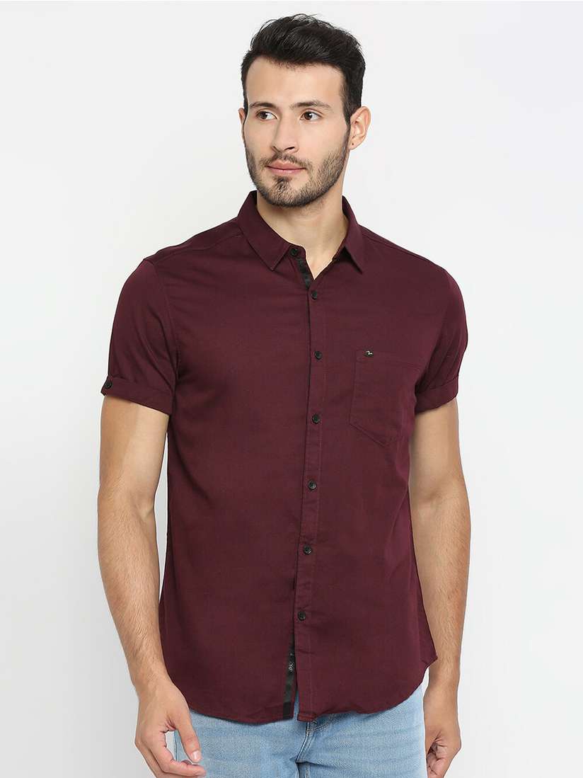 Buy SPYKAR Men Red Classic Slim Fit Casual Shirt Shirts for Men