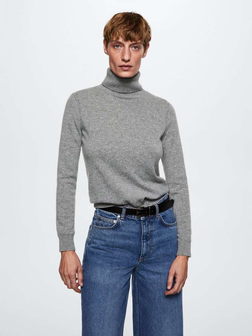 Buy MANGO Women Grey Cashmere Solid Turtle Neck Pullover Sweaters for Women 20424014 Myntra