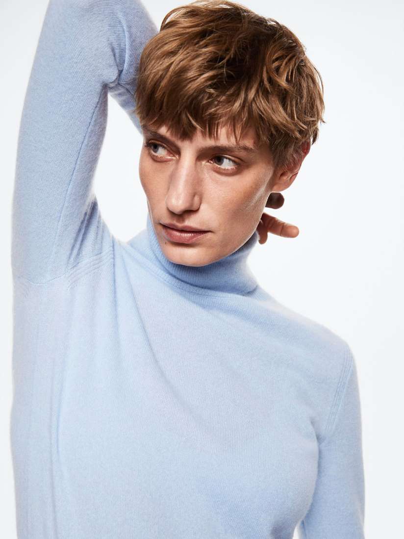 Buy MANGO Women Blue Cashmere Solid Turtle Neck Pullover Sweaters for Women 20424138 Myntra