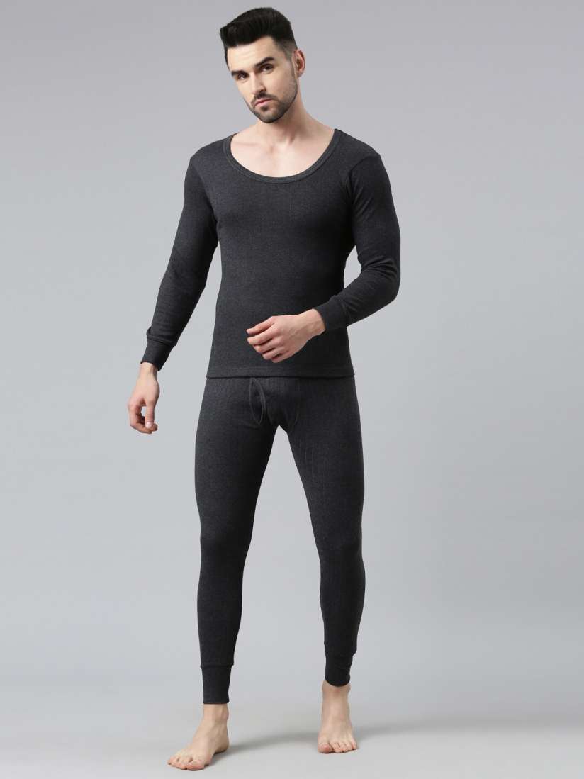Buy DIXCY SCOTT Men Grey Solid Cotton Thermal Tops Thermal Tops for Men 20430108 Myntra