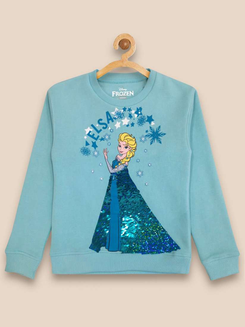 Buy Kids Ville Girls Blue Frozen Embellished Sweatshirt Sweatshirts for Girls 20430612 Myntra