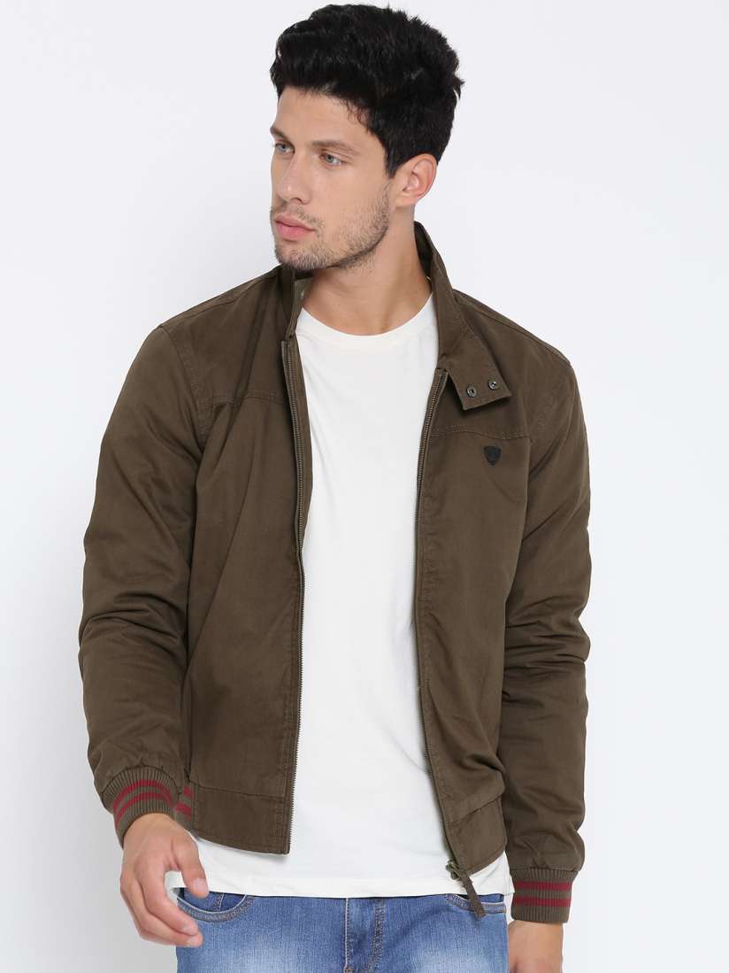 Buy John Players Men Olive Green Solid Bomber Jacket Jackets for Men 2043528 Myntra