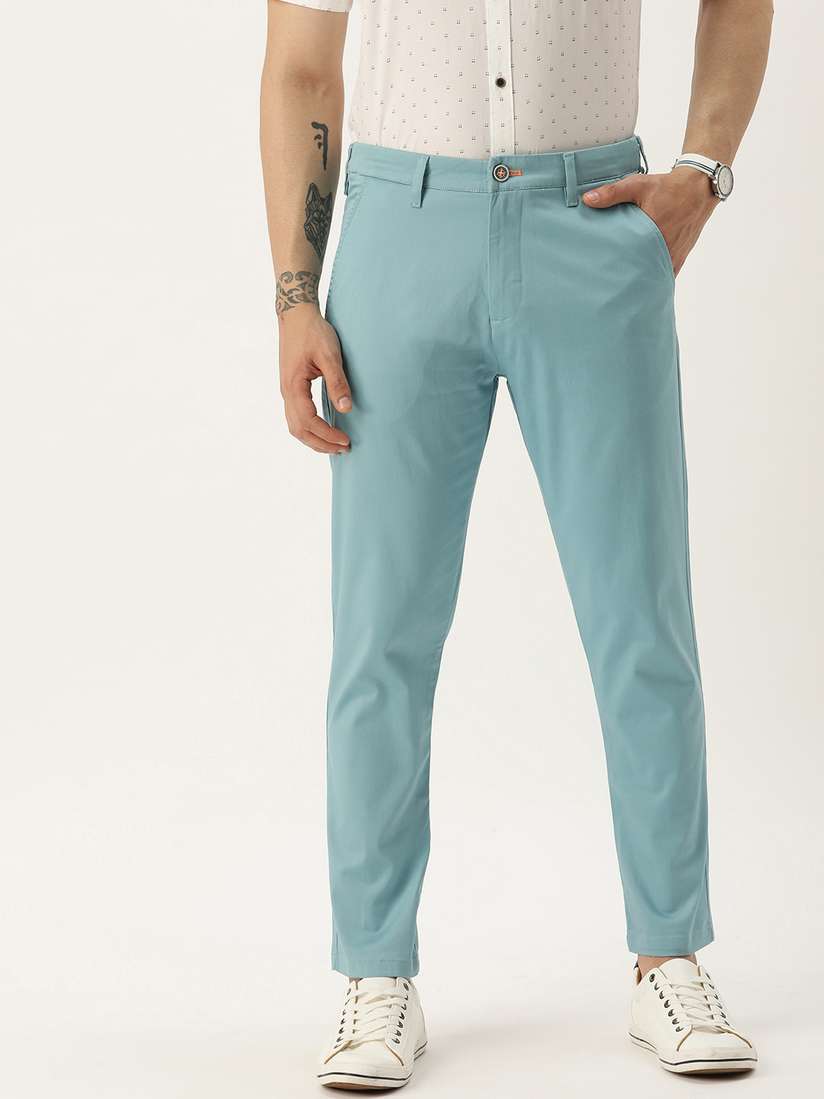 Buy Peter England Casuals Men Solid Carrot Tapered Fit Trousers - Trousers  for Men 20438784 | Myntra