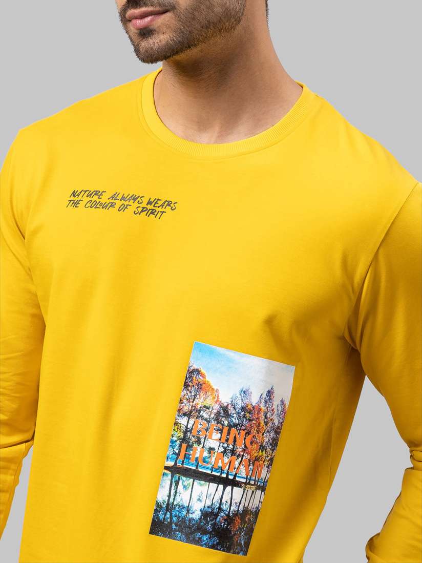 Yellow graphic sweatshirt sale