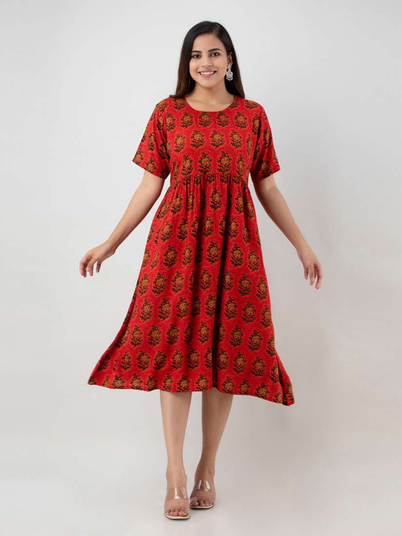 Buy Aawari Red Floral Midi Dress Dresses for Women 20445730 Myntra