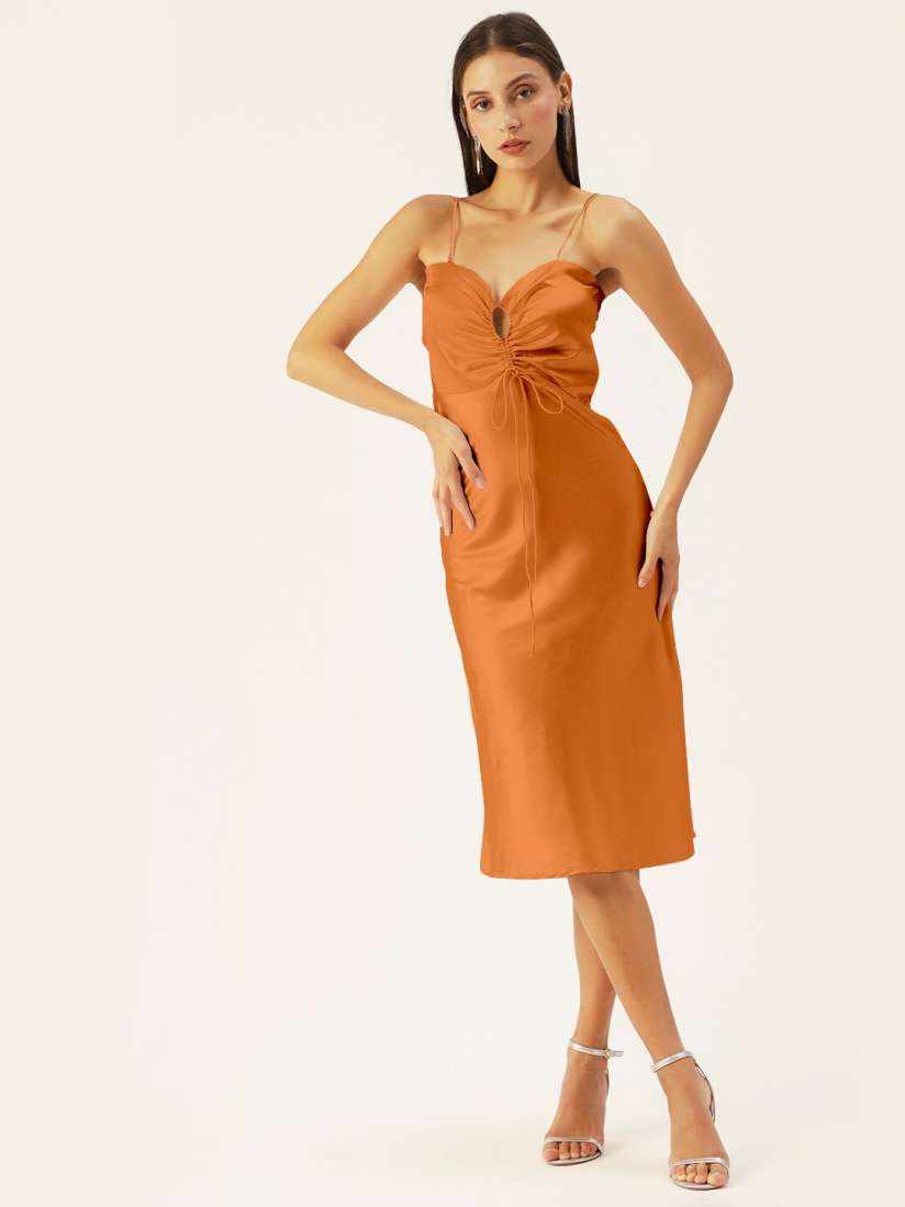 Buy DressBerry Woman Solid Satin Spaghetti Strap Gothic Dress Dresses for Women 20446458 Myntra