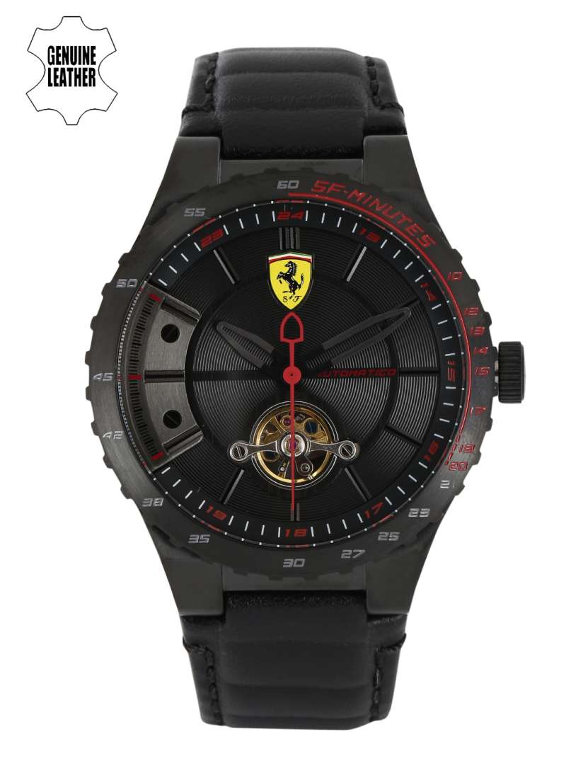 Buy SCUDERIA FERRARI Men Black Dial Black Leather Straps Analogue Watch 0830366 Watches for Men 2044893 Myntra
