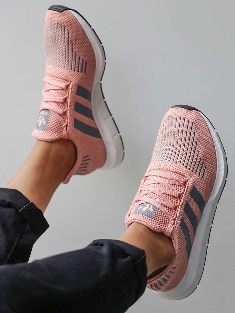 Grey and pink adidas swift run top