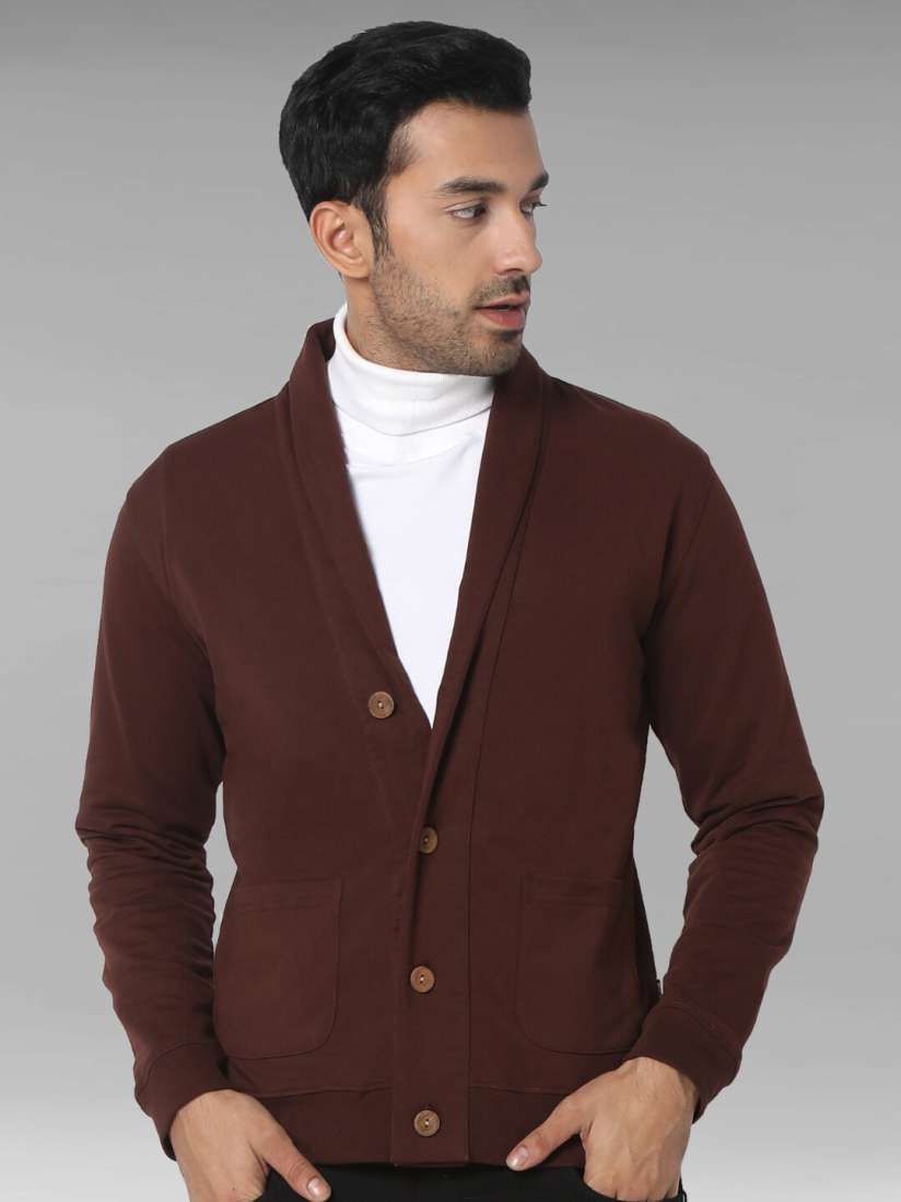 Buy Dream of Glory Inc Men Brown Solid Pure Cotton Cardigan Sweater Sweatshirts for Men 20450900 Myntra