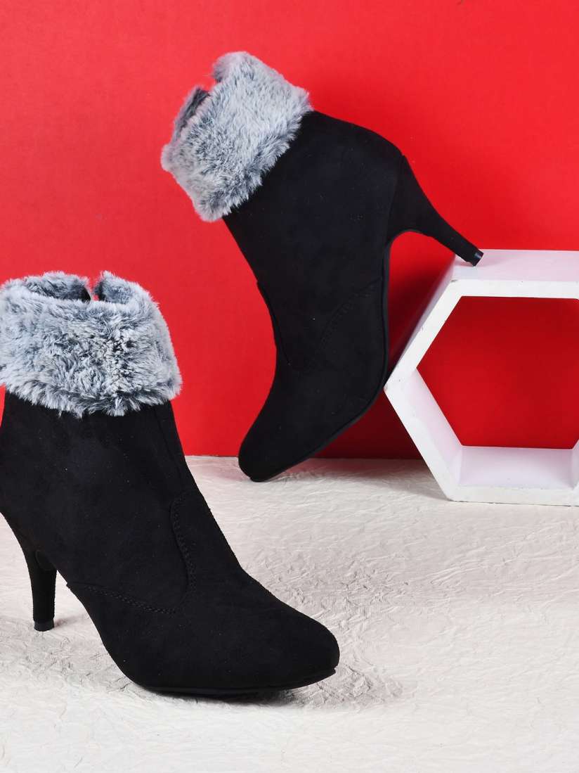 Buy THE WHITE POLE Women Black Solid Short Stiletto Heeled Boots Boots for Women 20452986 Myntra
