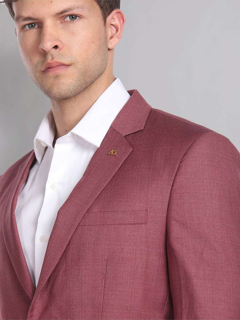 Buy AD By Arvind Men Light Red Solid Single Breasted Blazer Blazers for Men 20459190 Myntra