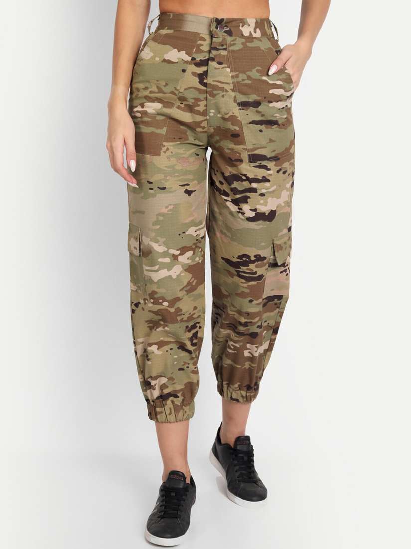 Buy D VESH Women Multicoloured Camouflage Printed Loose Fit High Rise Joggers Trousers Trousers for Women 20461784 Myntra