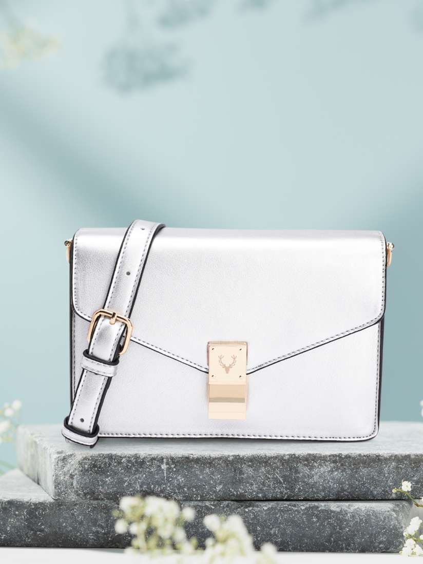 Buy Allen Solly Silver Toned Solid Sling Bag Handbags for Women 20462470 Myntra