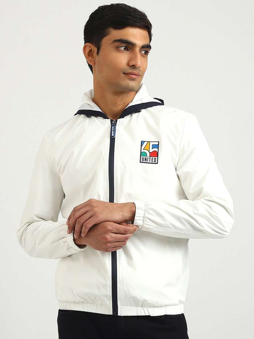 Buy United Colors of Benetton Men White Solid Hooded Jacket Jackets for Men 20465588 Myntra