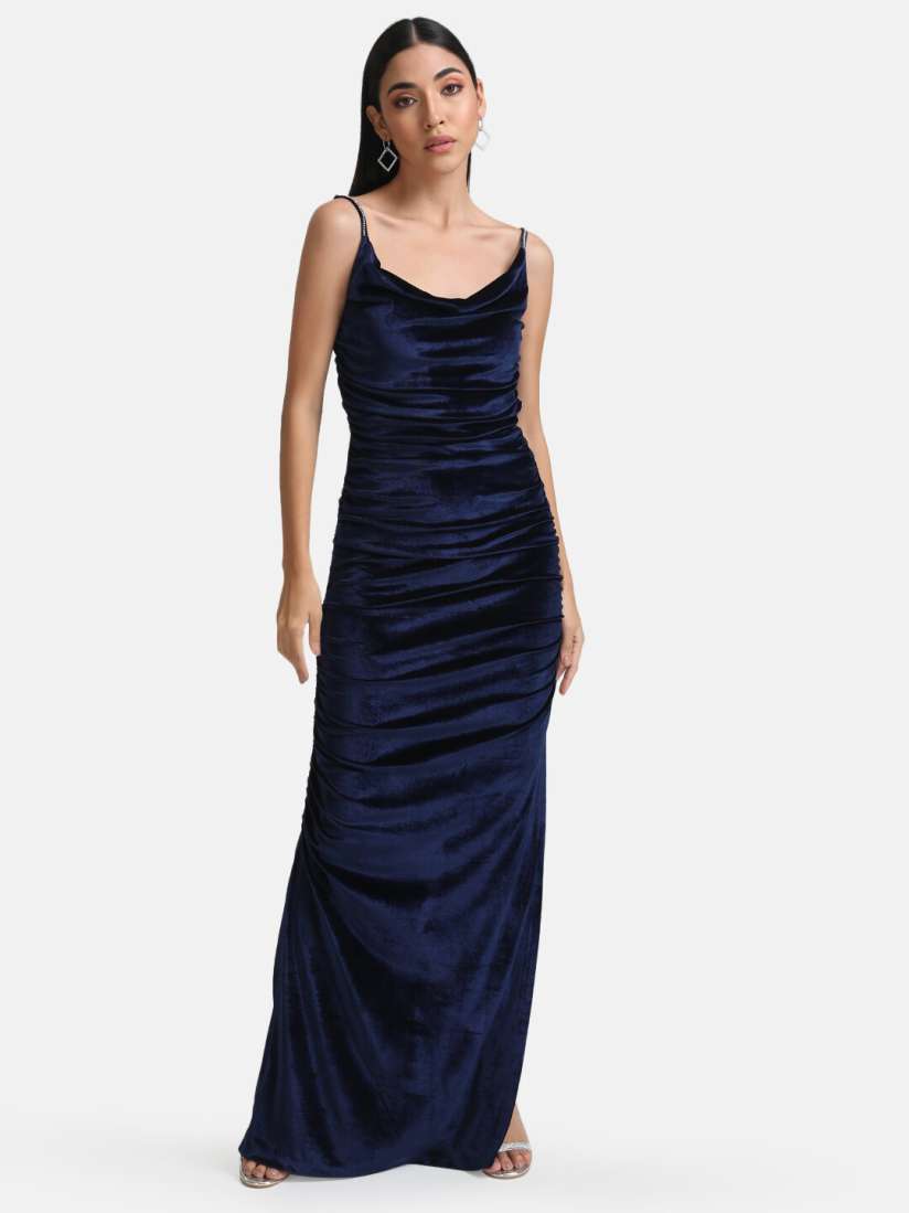 Buy Kazo Women Navy Blue Velvet Maxi Maxi Dress Dresses for Women 20465624 Myntra