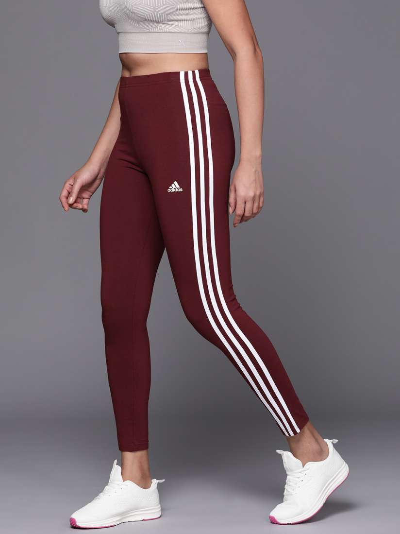 Womens burgundy adidas leggings on sale
