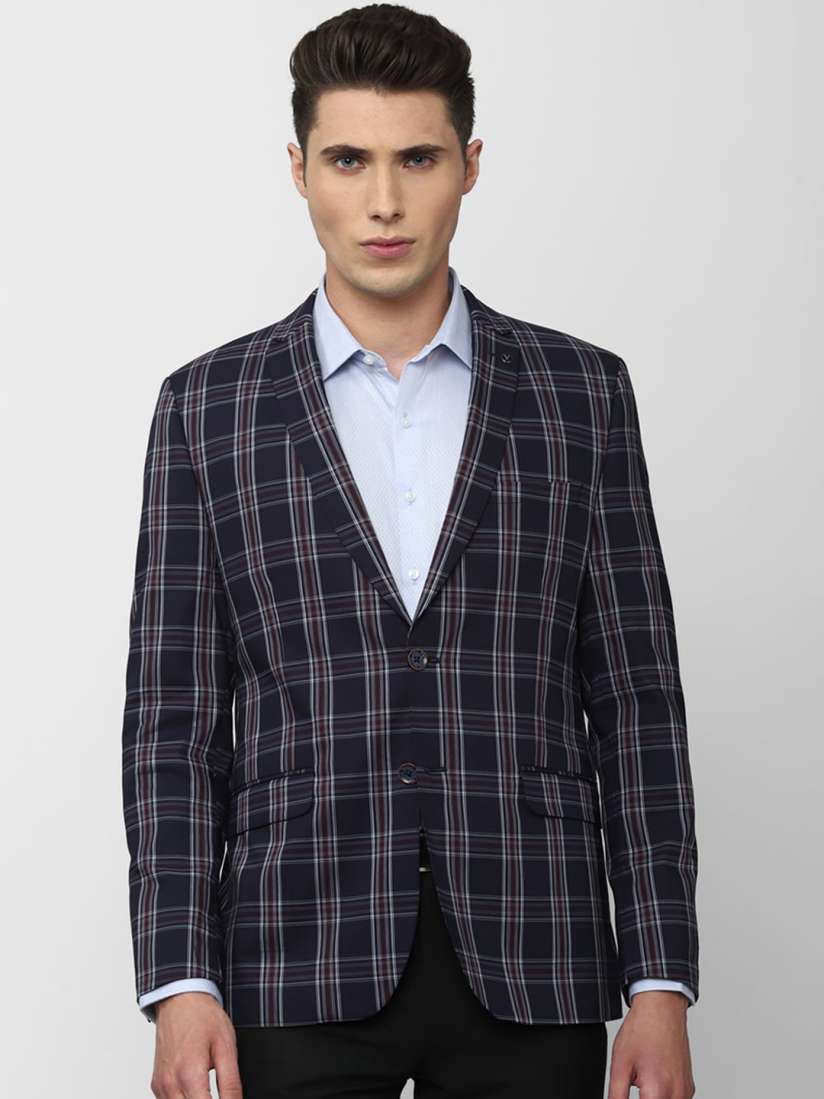 Van heusen navy blue blazer sales