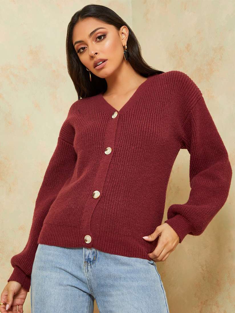 Buy Styli Women Knitted Button Down Regular Length Cardigan Sweaters for Women 20472558 Myntra