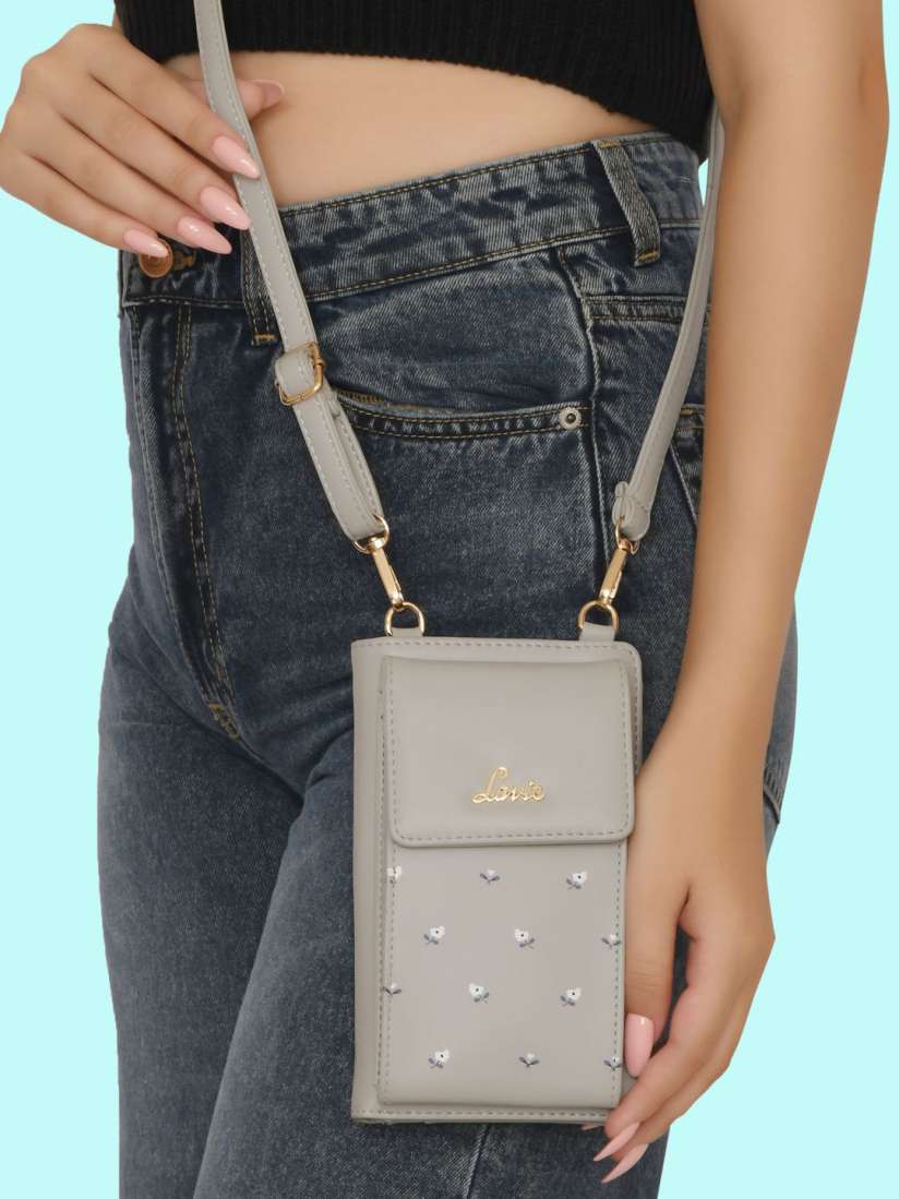 Buy Lavie Grey Floral Printed 2in1 Structured Sling Bag Handbags for Women 20473520 Myntra