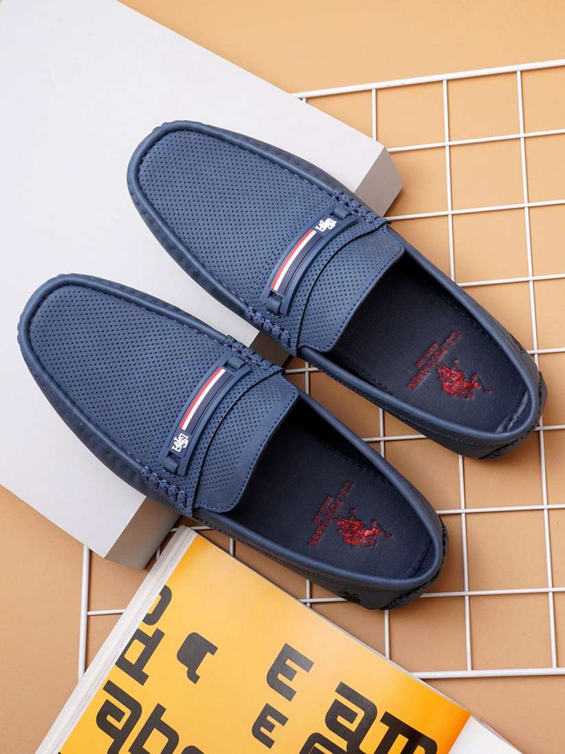 Navy blue polo loafers on sale