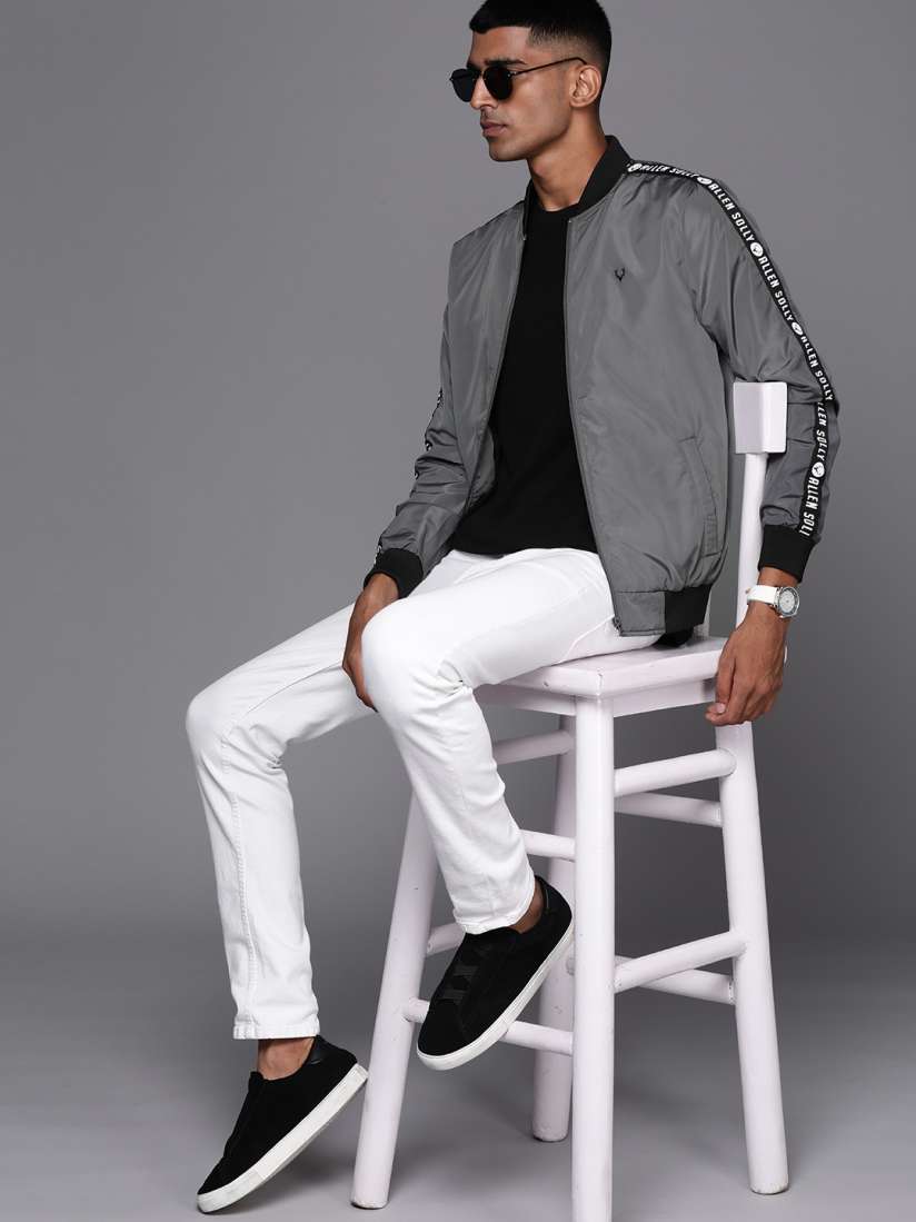 Buy Allen Solly Sport Men Grey Solid Bomber Jacket Jackets for Men 20478968 Myntra