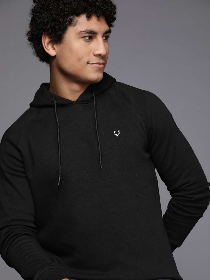 Buy Allen Solly Sport Men Black Solid Hooded Sweatshirt Sweatshirts for Men 20479510 Myntra