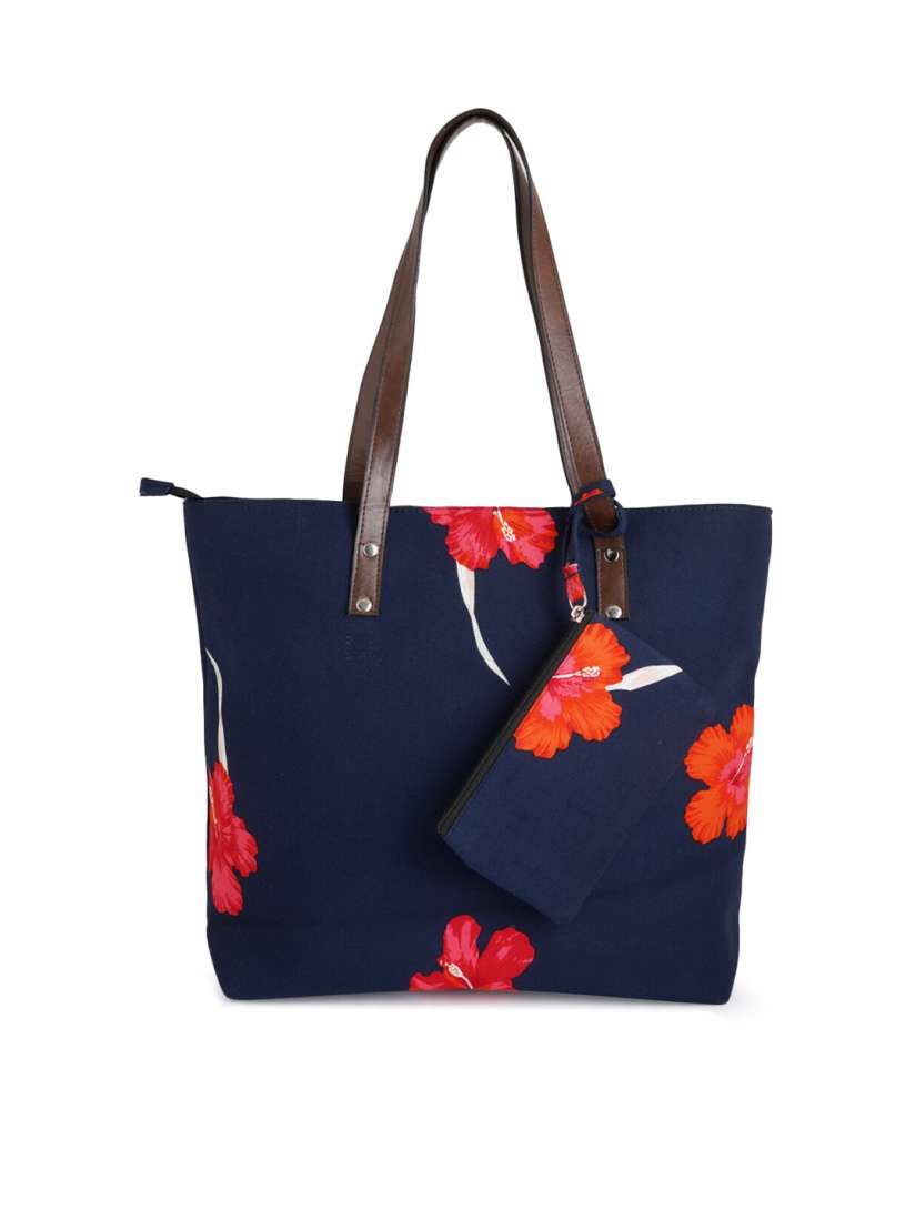 Buy Style Shoes Blue Floral Printed Structured Cotton Tote Bag Handbags for Women 20479918 Myntra
