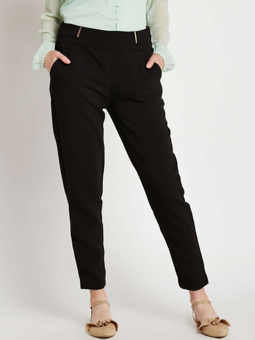 Buy COVER STORY Women Black Trousers Trousers for Women 2048191 Myntra