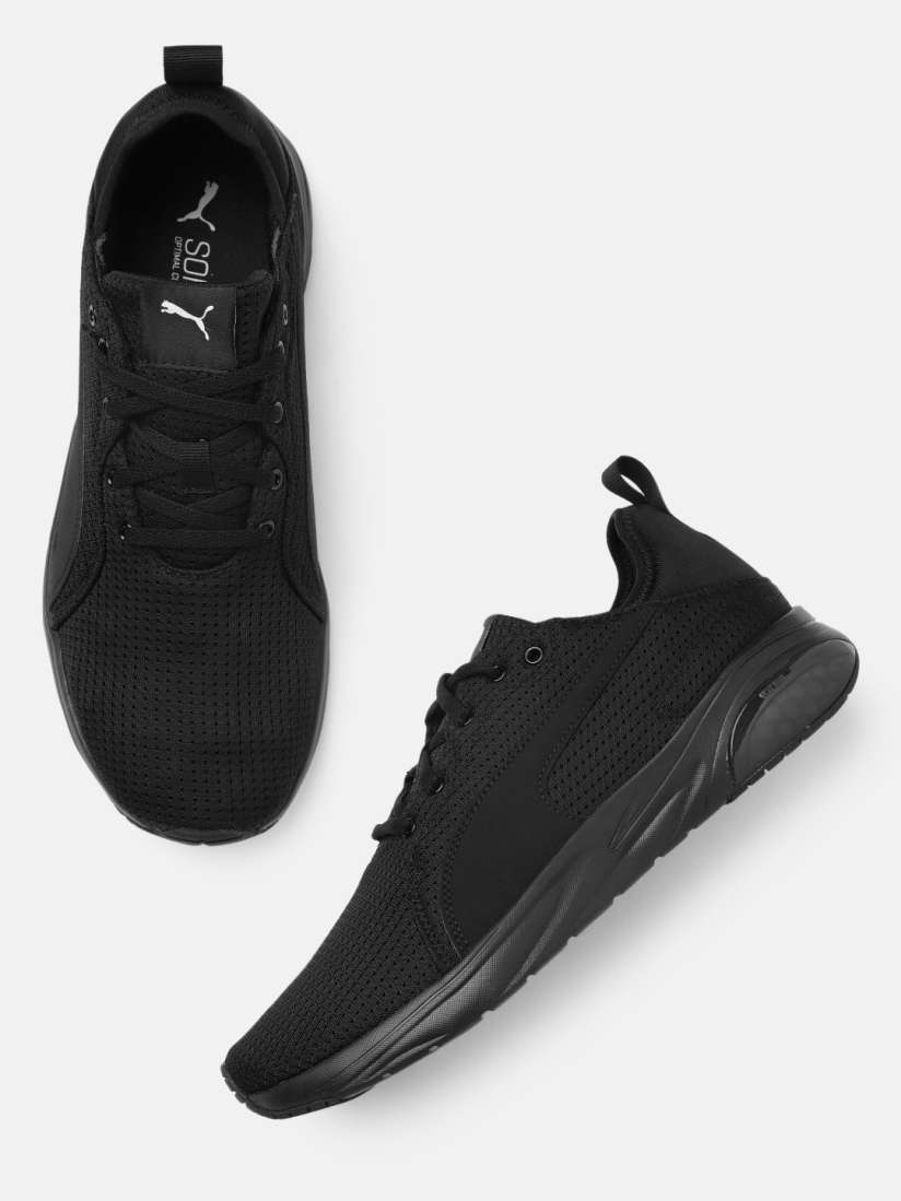 Solid black running shoes clearance