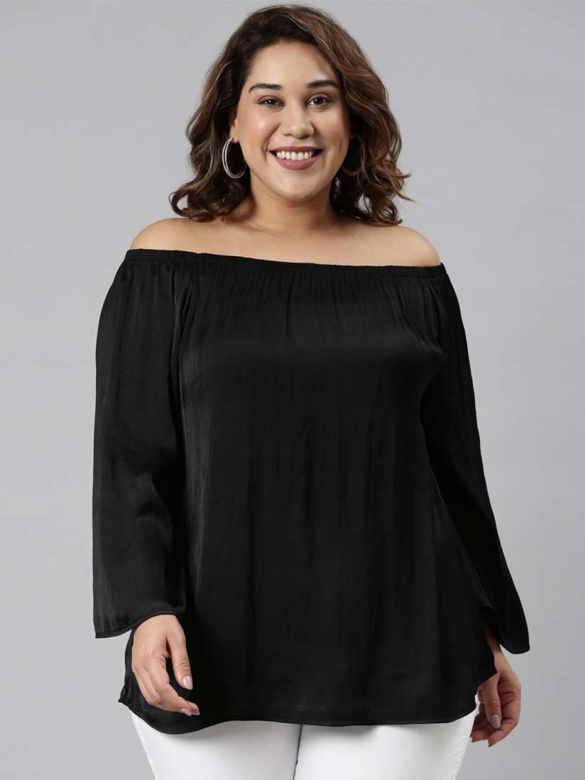 Black plus size bardot top online