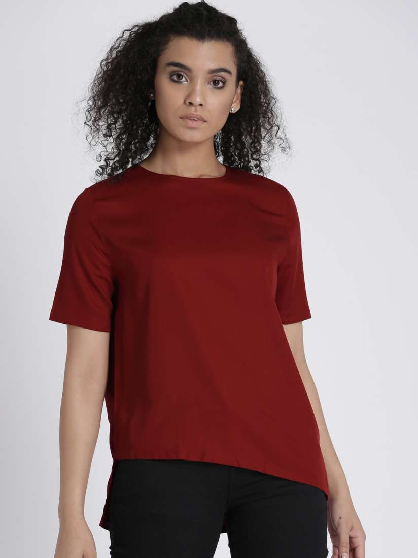 Buy Chemistry Women Maroon Solid High Low Top Tops for Women 2049014 Myntra