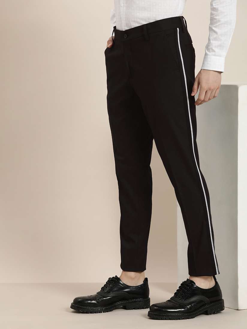 Buy INVICTUS Men Slim Fit Formal Trousers With Side Stripe Details -  Trousers for Men 20492568 | Myntra