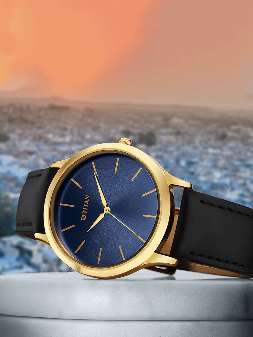 Buy Titan Men Blue Brass Dial Black Leather Straps Analogue Watch 1825YL05 Black Colour Watches for Men 20492750 Myntra