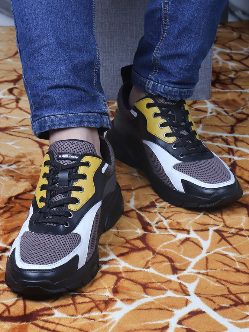 Buy Red Chief Men Black Grey Colourblocked Leather Sneakers Casual Shoes for Men 20494534 Myntra