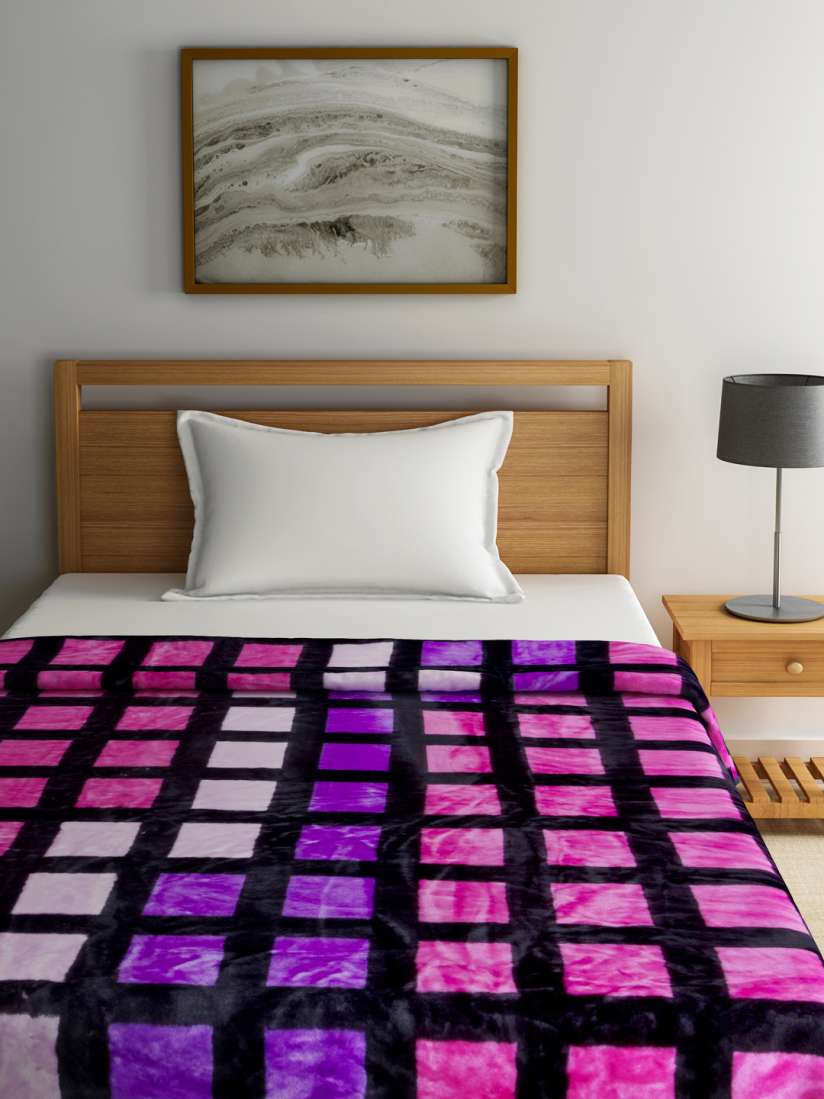 Buy Raymond Home Pink Black Checked Mink Mild Winter Single Blanket Blankets Quilts and Dohars for Unisex 2049516 Myntra