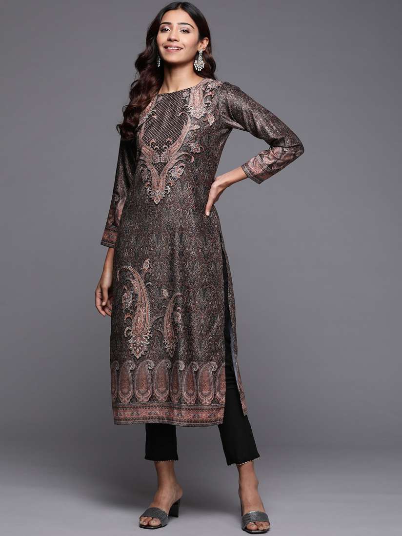 Buy Libas Women Multicoloured Ethnic Motifs Printed Velvet Kurta Kurtas for Women 20495722 Myntra