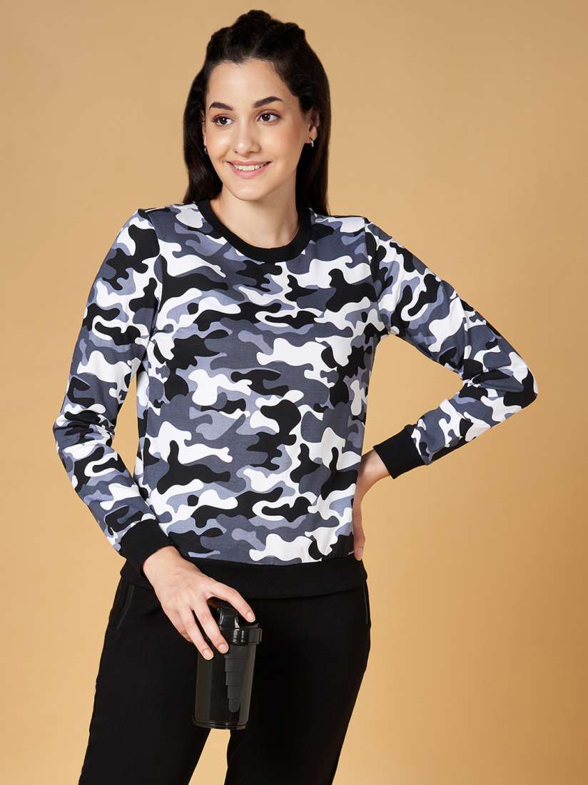 Buy Ajile by Pantaloons Women Grey Camouflage Printed Sweatshirt Sweatshirts for Women 20496950 Myntra