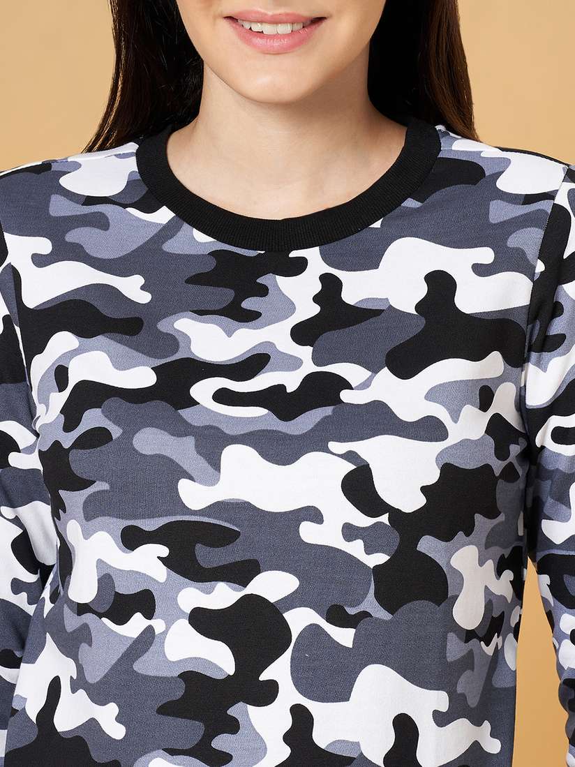 Crewneck Women's Camouflage Shirts Women's Oversized Camo