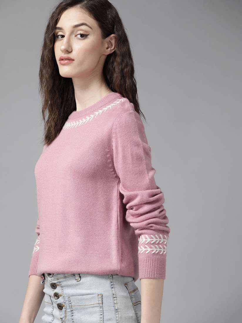 Buy The Roadster Lifestyle Co. Women Pink Solid Sweater Sweaters for Women 20500910 Myntra