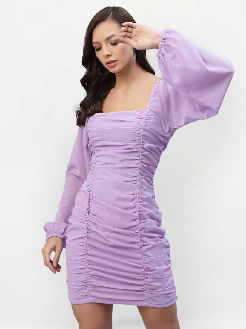 Buy aayu Women Lavender Georgette Smocked Bodycon Dress Dresses for Women 20501422 Myntra