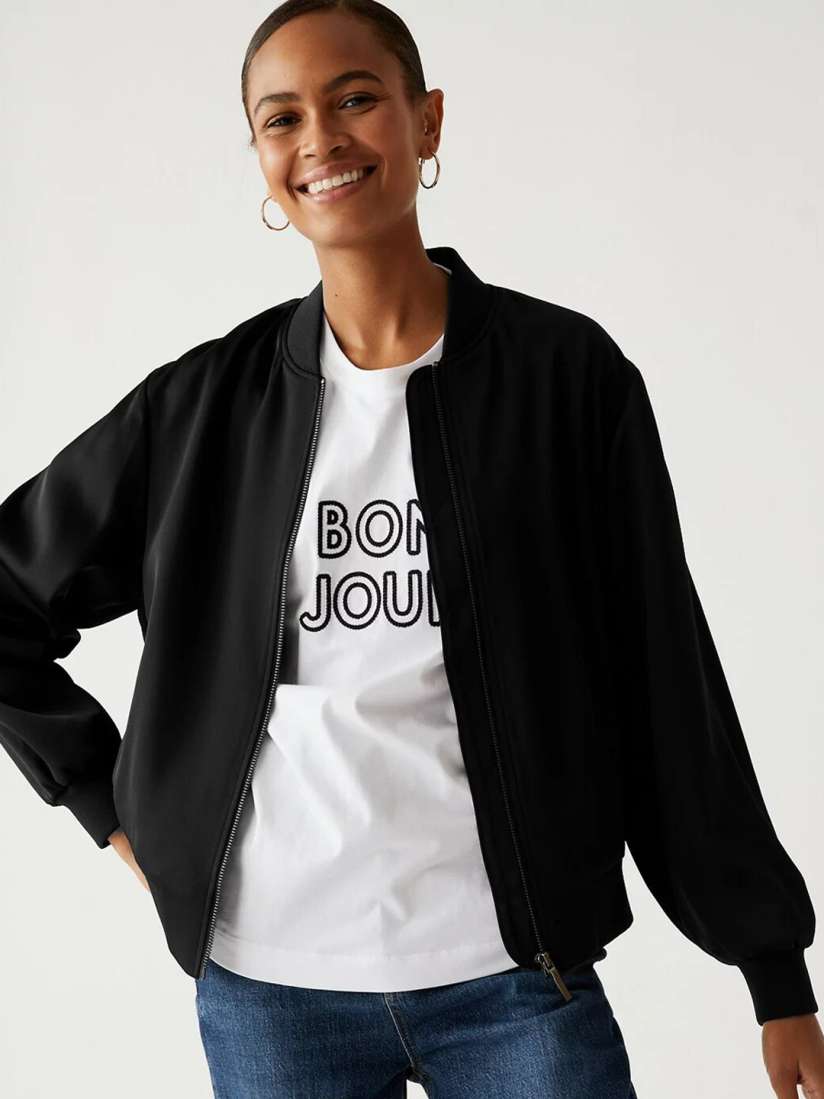 Lightweight black bomber jacket hot sale
