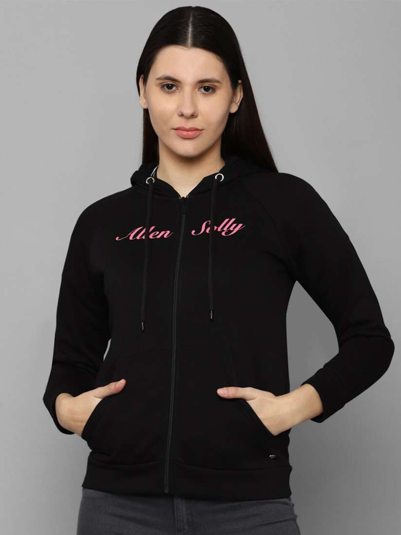 Buy Allen Solly Woman Women Black Printed Hooded Sweatshirt Sweatshirts for Women 20512872 Myntra