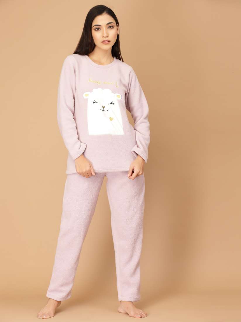 Buy Sweet Dreams Women Polar Fleece Applique Winter Pyjama Set Night suits for Women 20513392 Myntra