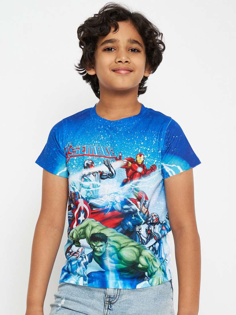 Buy Marvel by Wear Your Mind Boys Blue Printed Round Neck T shirt Tshirts for Boys 2051558 Myntra