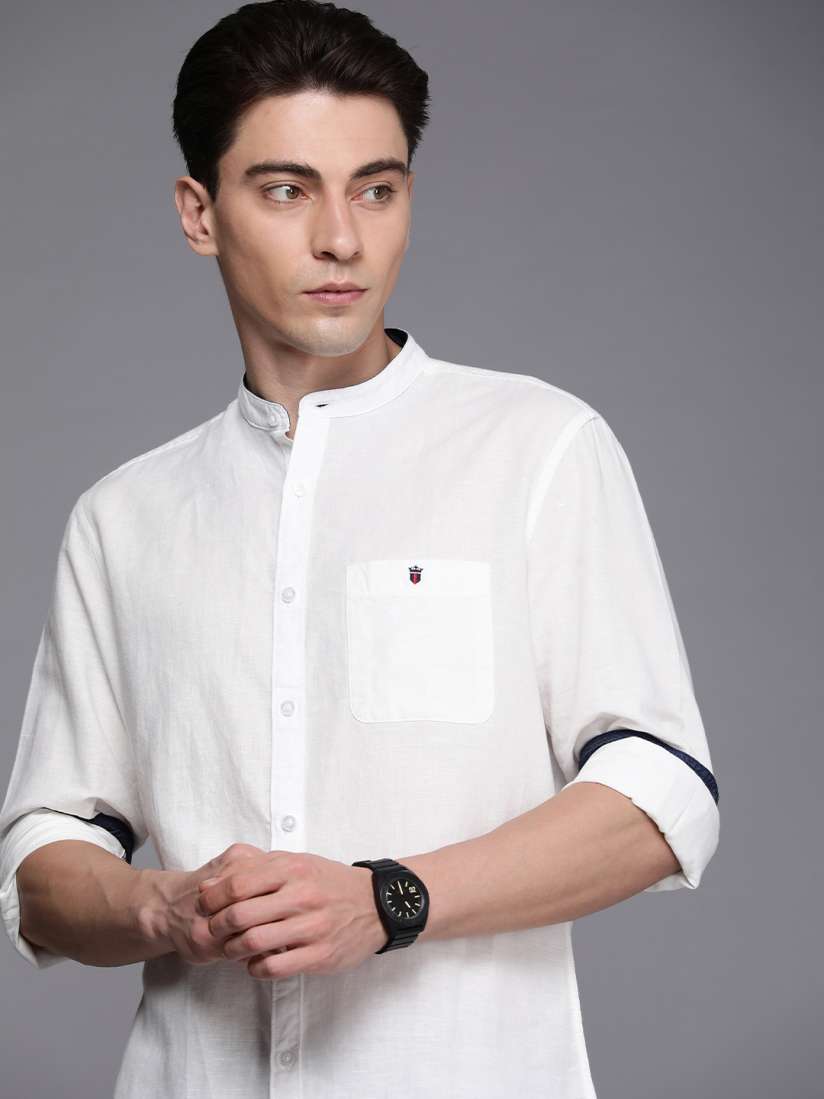 Louis philippe white linen shirts best sale