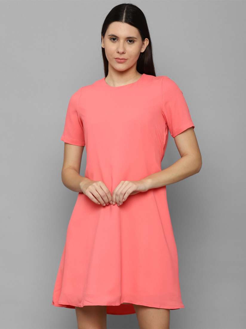 Buy Allen Solly Woman Peach Coloured Solid A Line Dress Dresses for Women 20521506 Myntra